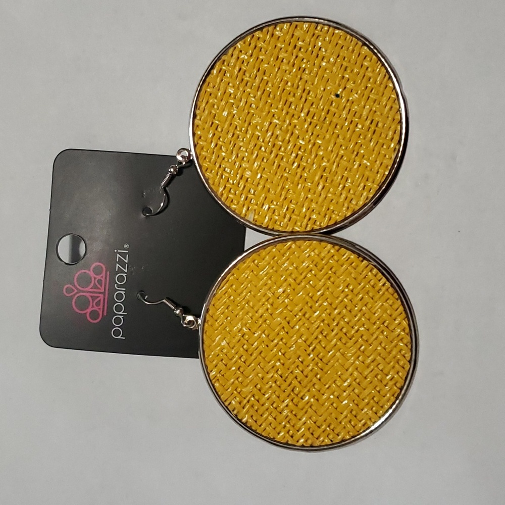 Paparazzi yellow weave earrings